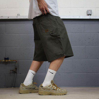 Baggy carpenter shorts canvas cargo green Big Smith skater style surf jorts