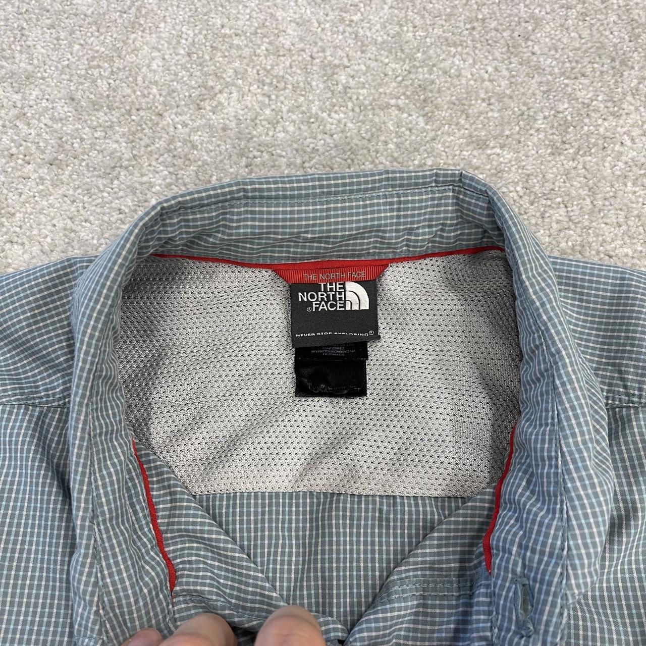 North Face checkered short sleeve shirt blue green TNF surf style check shirt style summer festival