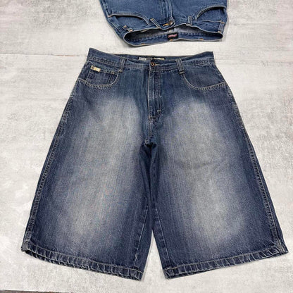 Baggy Southpole skate shorts W34 blue Loose long wide leg embroidered skate jorts