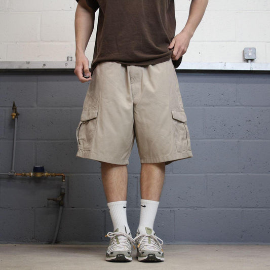 Y2K baggy Chaps cargo technical shorts beige W42 Wide leg chino utility hiking