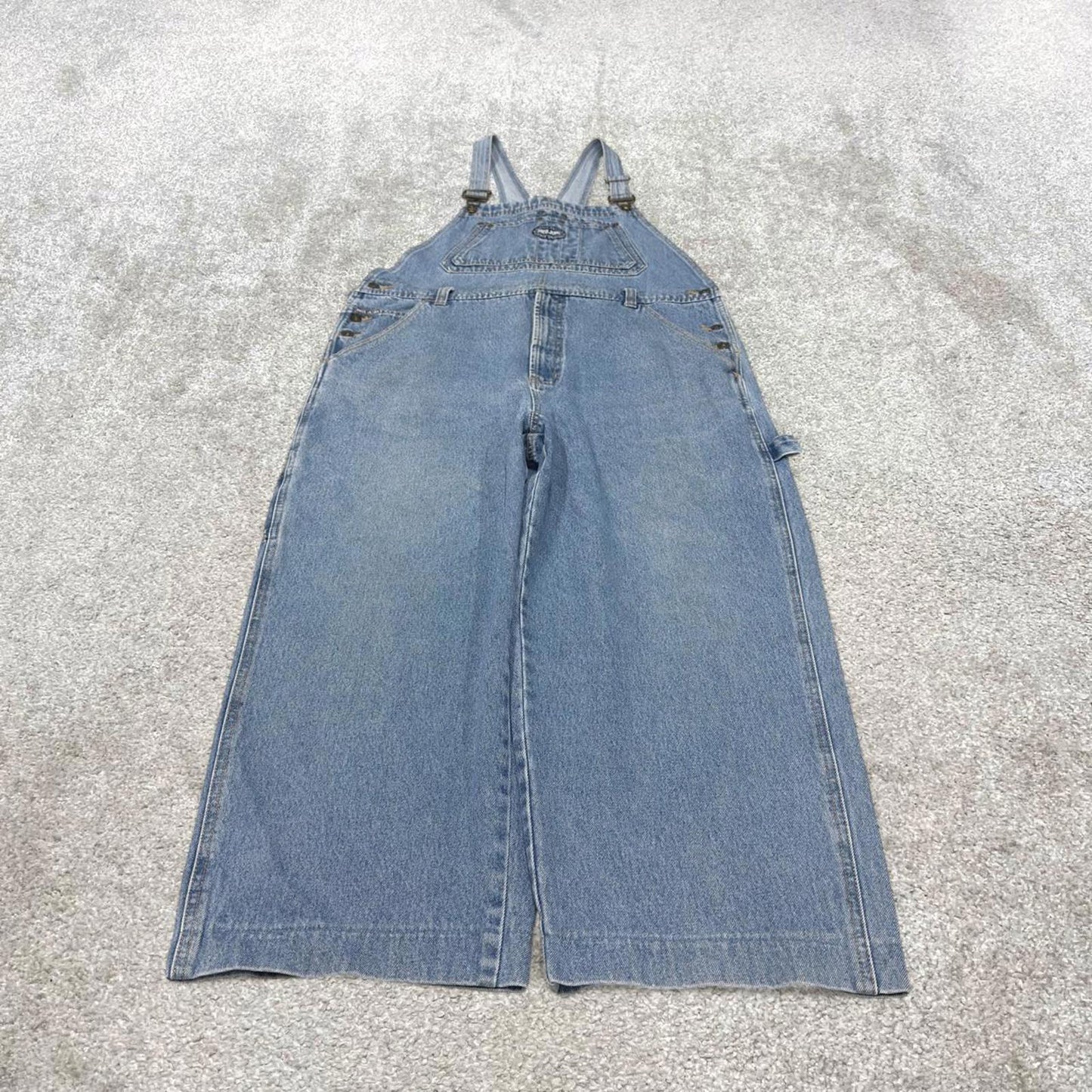 Vintage y2k baggy PACO dungarees wide leg blue Baggy denim bib & brace overalls utility workwear