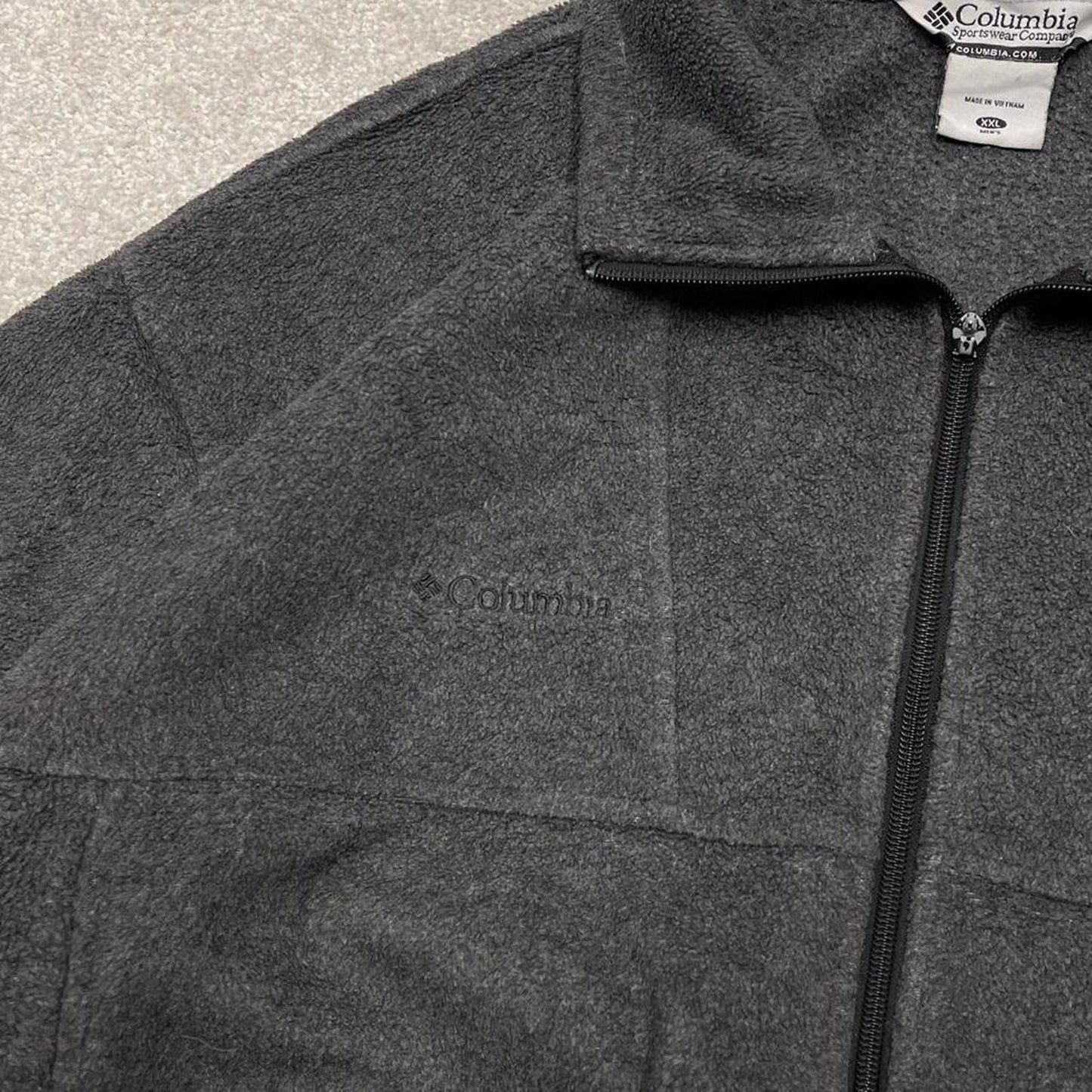 Grey Columbia technical fleece XXL men's y2k style full zip up autumn adjustable waist