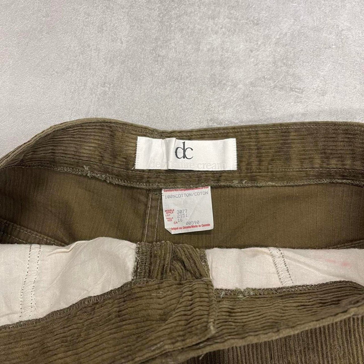 Khaki jumbo Corduroy trousers W32L31