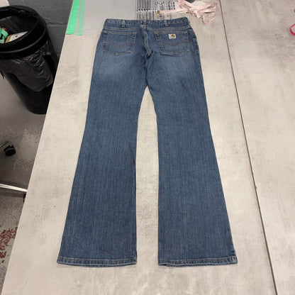 Blue Carhartt jeans size 8 W30L34 original fit bootcut denim jeans patch logo