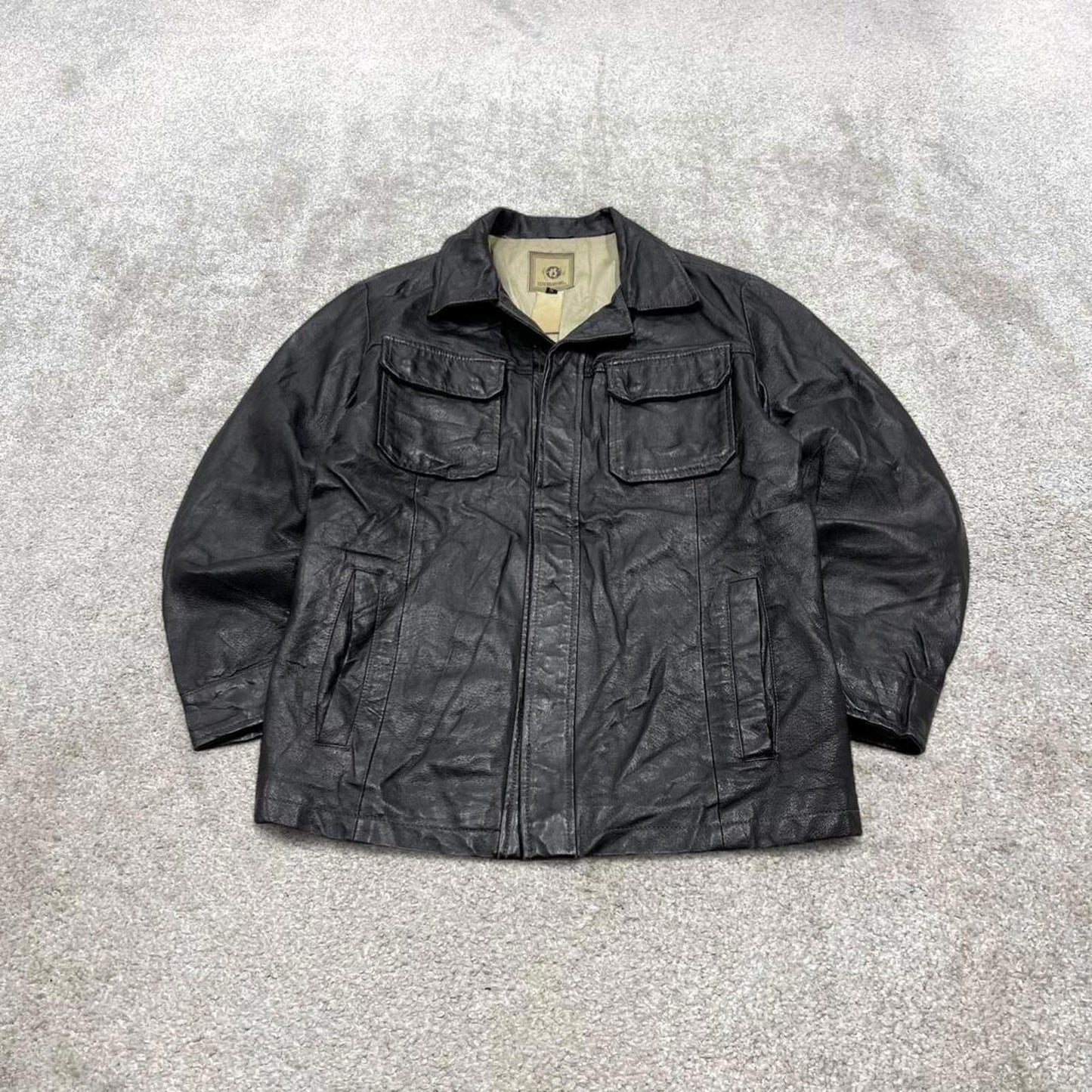 Vintage Diesel leather jacket black Diesel boxy genuine leather coat