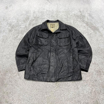 Vintage Diesel leather jacket black Diesel boxy genuine leather coat