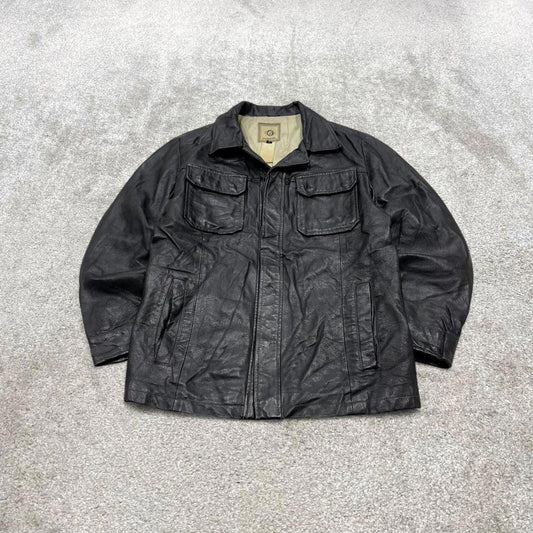 Vintage Diesel leather jacket black Diesel boxy genuine leather coat