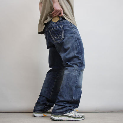 Mens Tin Haul embroidered jeans W38L34 y2k style stich detailing