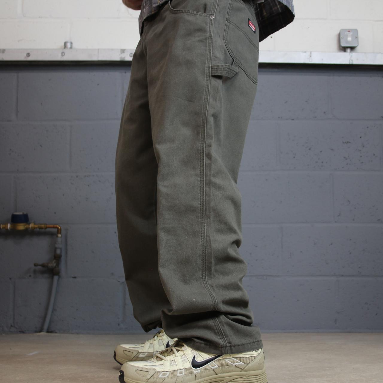 Wrangler carpenter jeans y2k green W34L30 Loose straight leg skater style workwear utility pants