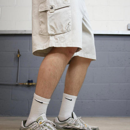 Y2K baggy IZOD cargo skater shorts white Loose chino utility summer festival shorts