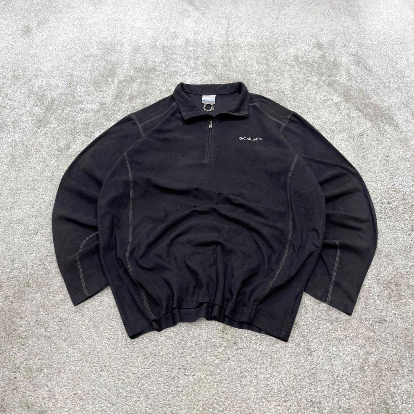 00s Columbia technical fleece L Tall men's black 1/4 zip up y2k style autumn casual outdoors