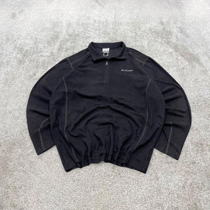 00s Columbia technical fleece L Tall men's black 1/4 zip up y2k style autumn casual outdoors