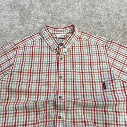 Columbia checkered short sleeve shirt y2k Festival style button down summer shirt