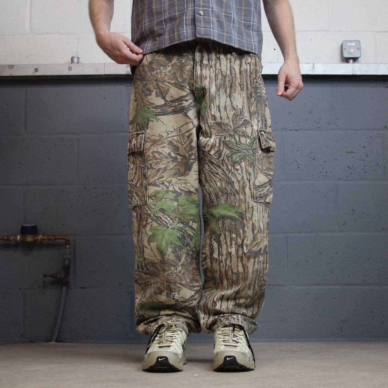 Vintage Liberty Duxbak baggy camo cargo pants L khaki Realtree camouflage wide leg trousers