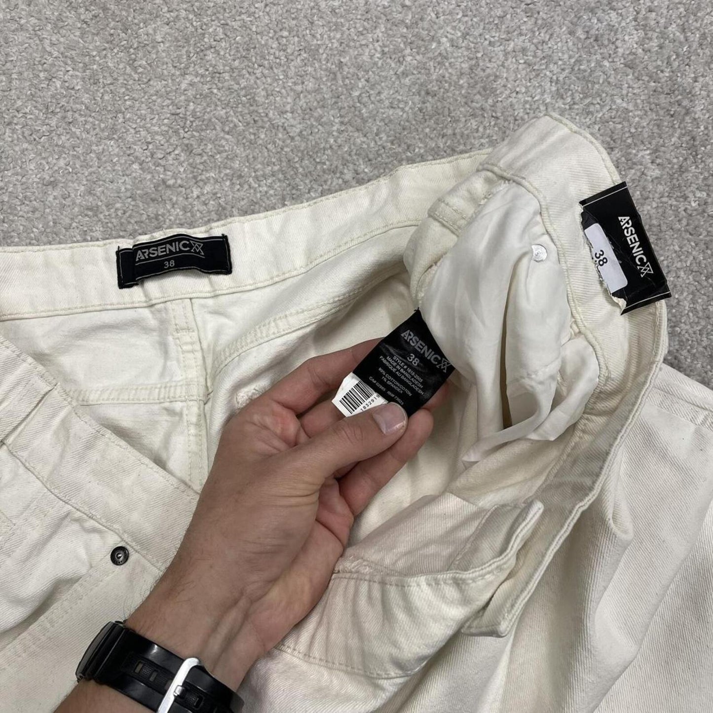 Baggy denim carpenter shorts cargo white Arsenic loose skater style jorts
