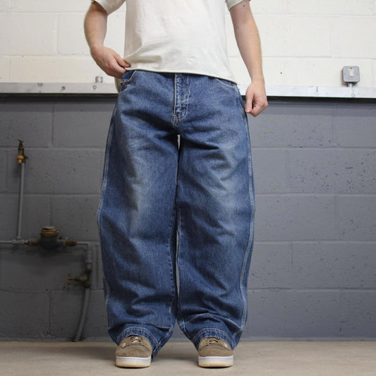 Extra baggy blue PJ Mark jeans W36L32 y2k style wide loose wide leg denim skate pants