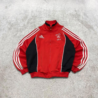Vintage Adidas track jacket Small y2k 00s style Red funky sports tracksuit top