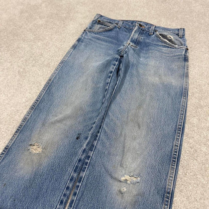 90s Dickies jeans casual workwear W32L32 loose blue 90s skate style thick denim pants streetwear