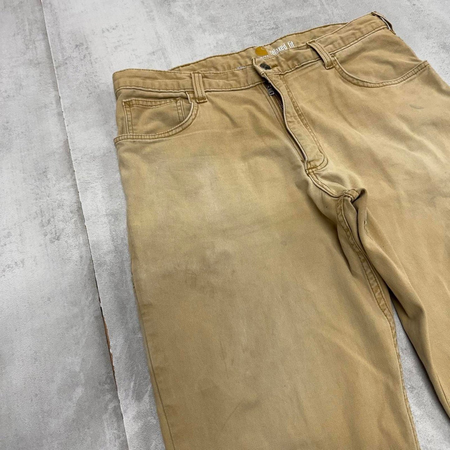 Mens Carhartt carpenter pants W36 L32 tan relaxed 90s style cargos