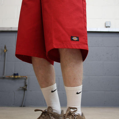 Dickies baggy carpenter shorts red twill chino long skater style festival shorts