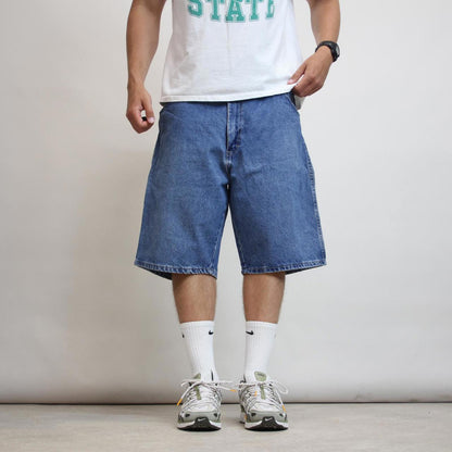 Mens baggy Dickies carpenter Jorts W38 blue loose denim 90s style cargo skater shorts