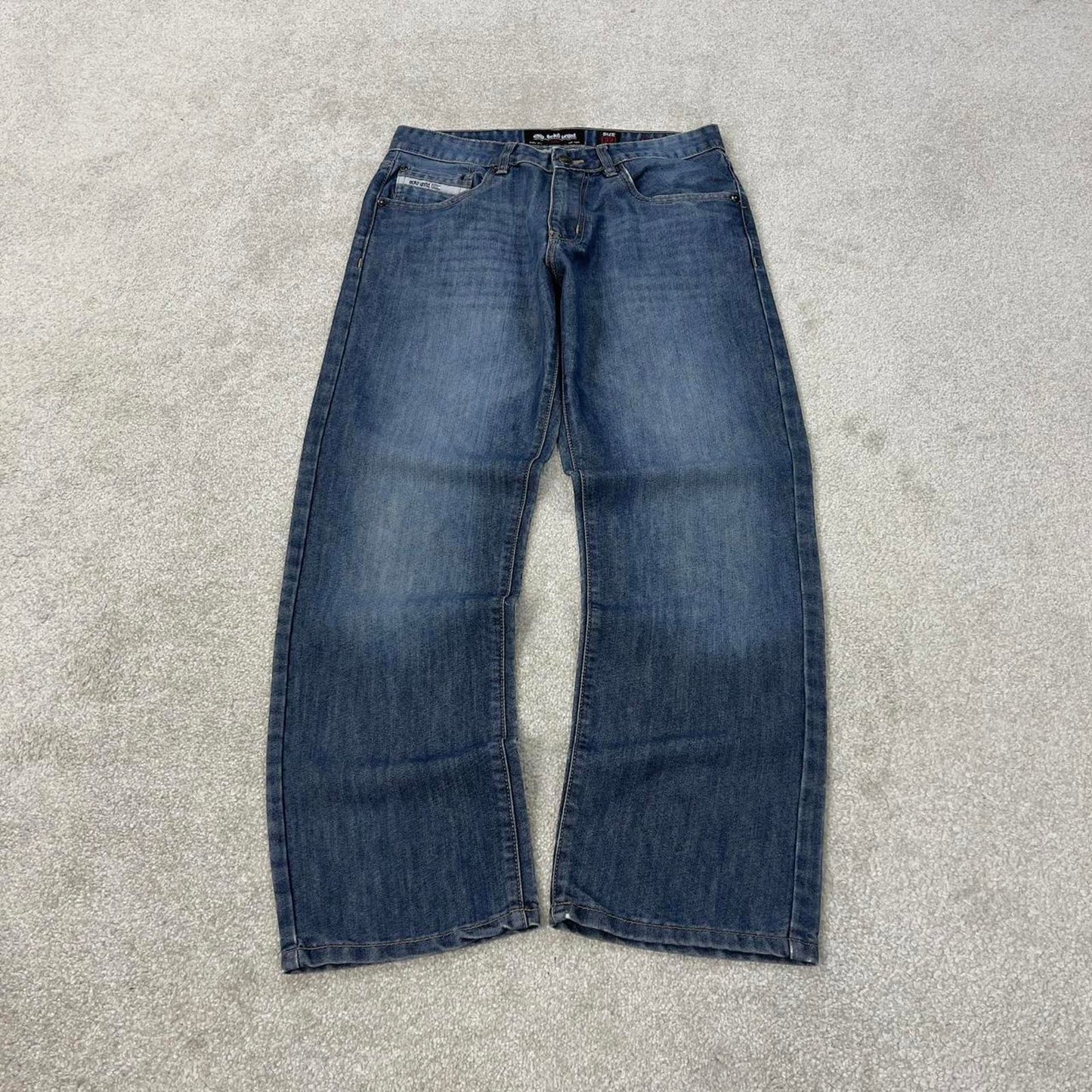 Blue Ecko Unltd jeans W32L28 blue slim straight y2k 00s style jeans embossed detail