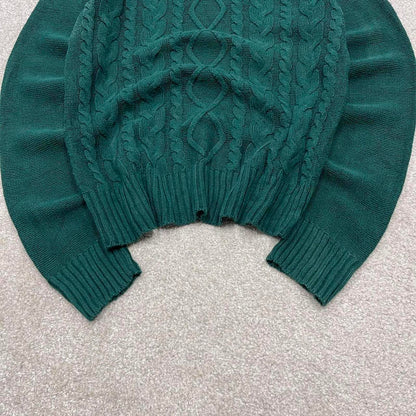 00s CHAPS knit sweater jumper embroidered M women's green knitted pull over y2k 90s style