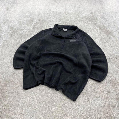 00s Columbia technical fleece XXL women's black snap t y2k style autumn adjustable waist