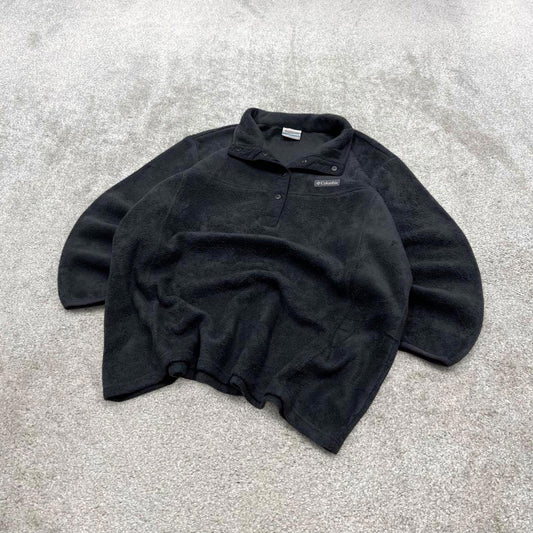00s Columbia technical fleece XXL women's black snap t y2k style autumn adjustable waist