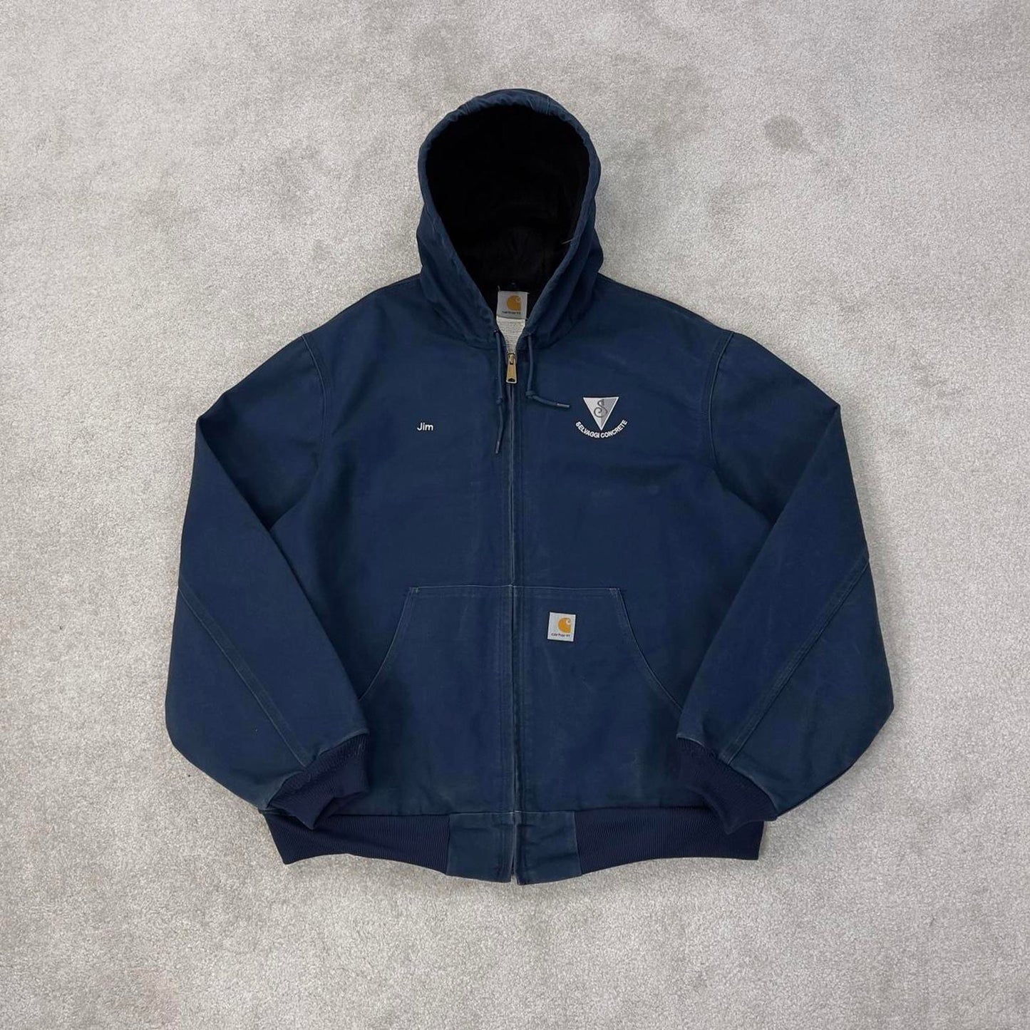 Vintage navy Carhartt hooded active jacket XL canvas bomber