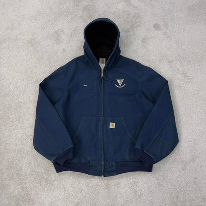 Vintage navy Carhartt hooded active jacket XL canvas bomber