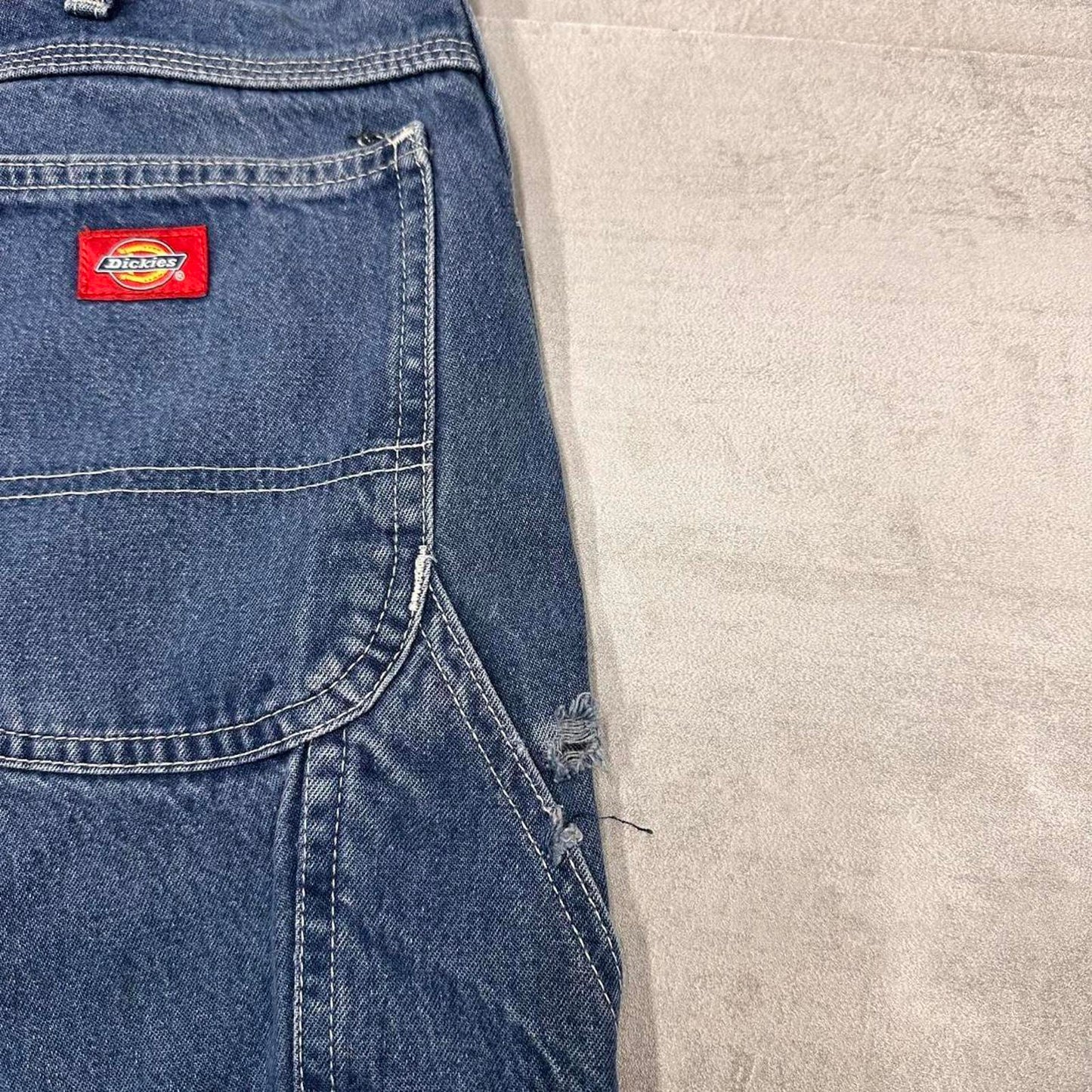 Blue Dickies carpenter jeans W40L30 Loose denim skater cargo trousers patch logo