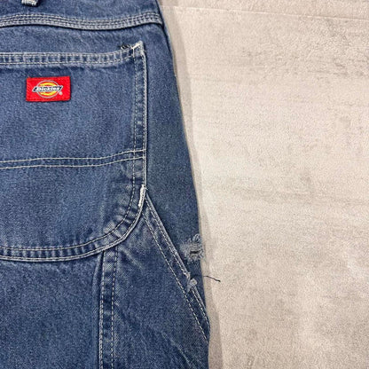Blue Dickies carpenter jeans W40L30 Loose denim skater cargo trousers patch logo