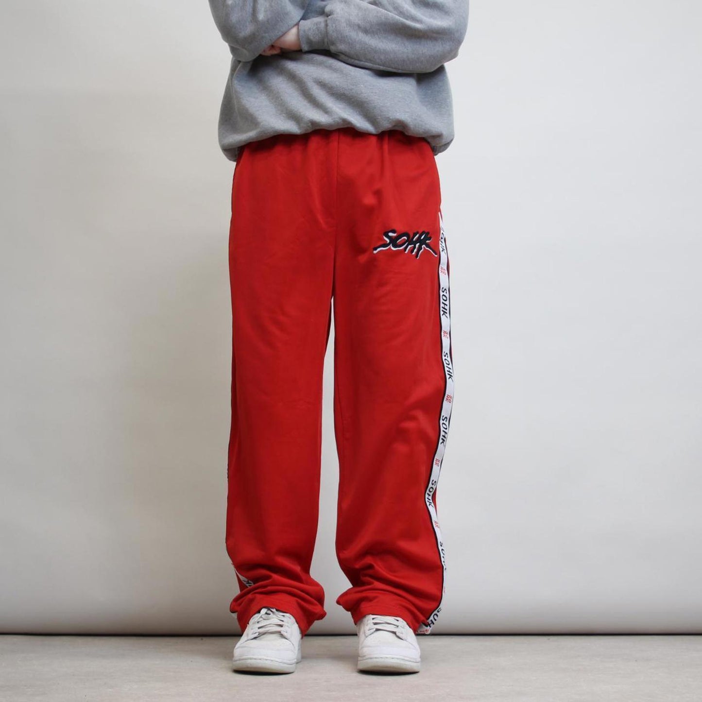 School Of Hard Knocks tracksuit bottoms XL red SOHK 90s style baggy trackies
