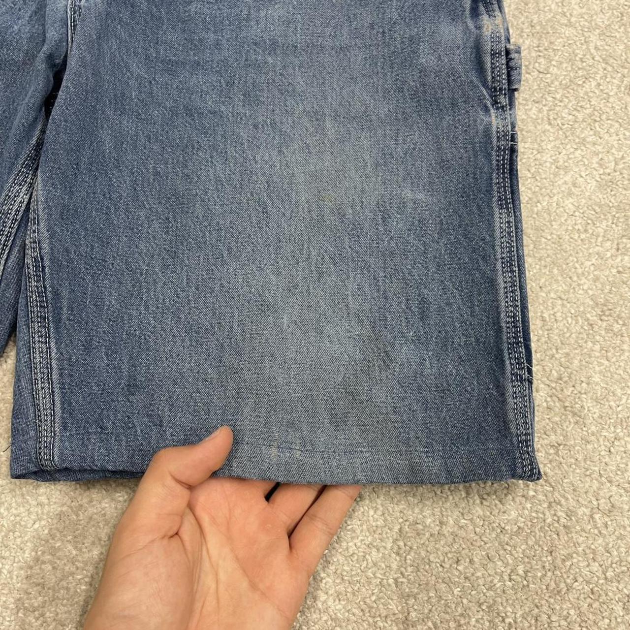 Carhartt carpenter denim shorts y2k faded blue Loose skater style work jorts