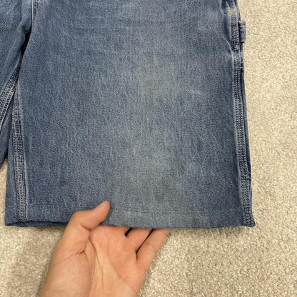 Carhartt carpenter denim shorts y2k faded blue Loose skater style work jorts