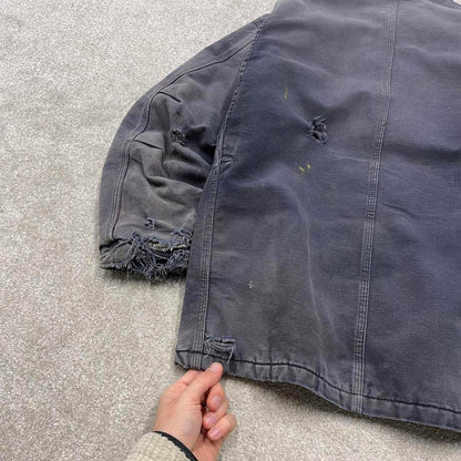 Carhartt chore work jacket navy winter 90s style L loose quilt lined canvas workwear overcoat canvas