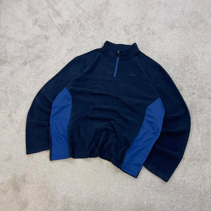 Navy Blue Reebok technical quarter zip fleece XXL y2k style autumn adjustable waist