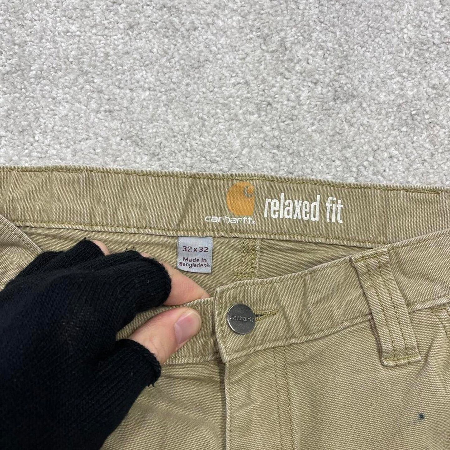 Carhartt carpenter jeans skate pants W32L32 beige canvas 90s skater style loose cargo pants