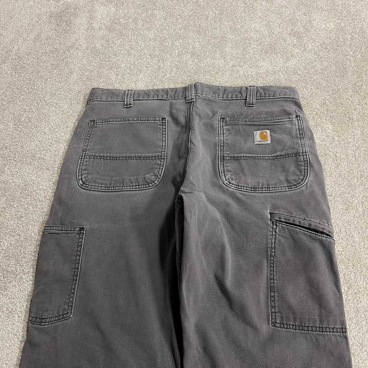 Carhartt double knee cargo jeans grey W36L36 relaxed fit canvas workwear skater pants