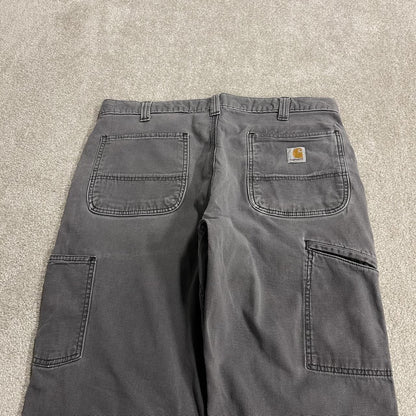 Carhartt double knee cargo jeans grey W36L36 relaxed fit canvas workwear skater pants