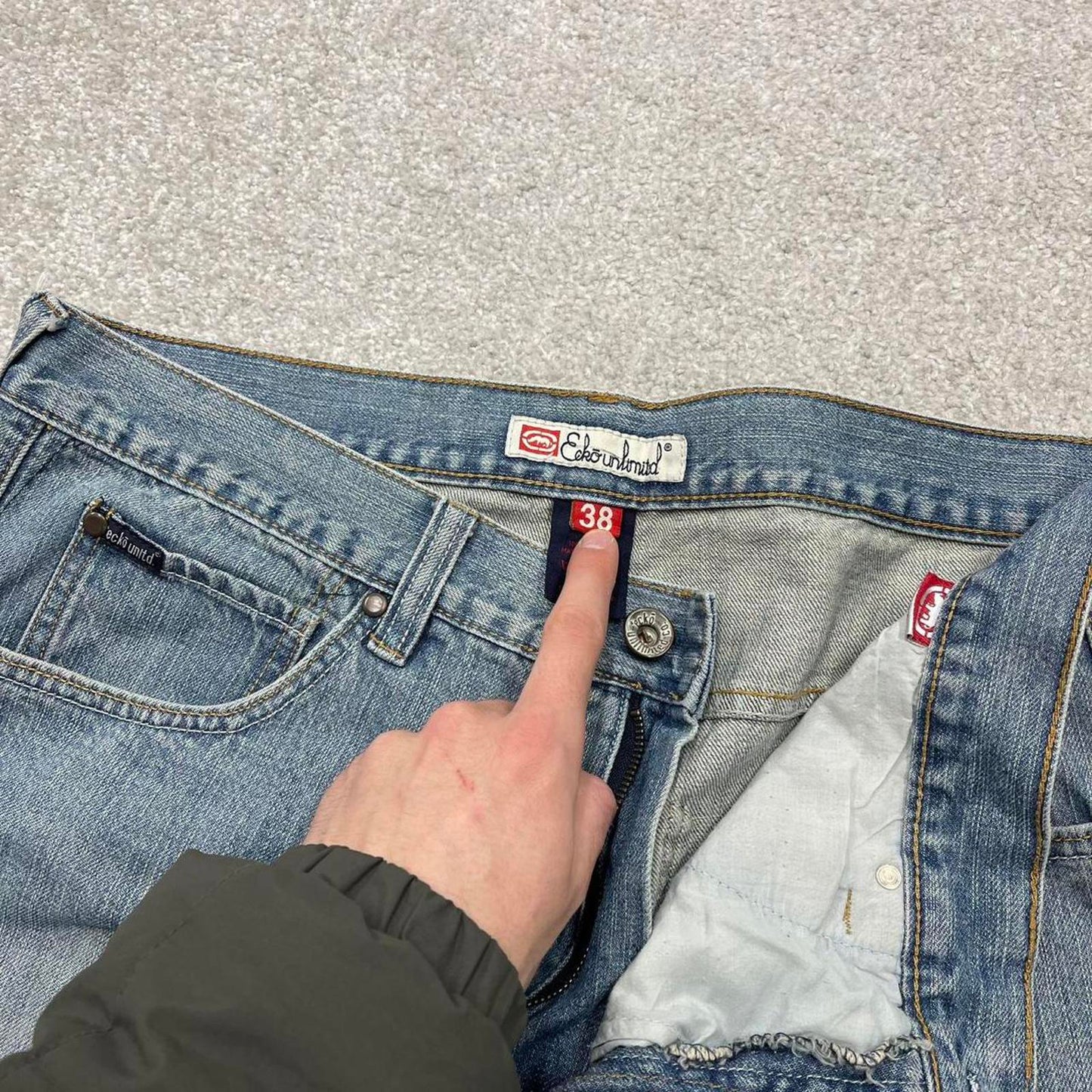 Y2K baggy Ecko Unltd jeans wide leg blue Loose fit denim skater style pants