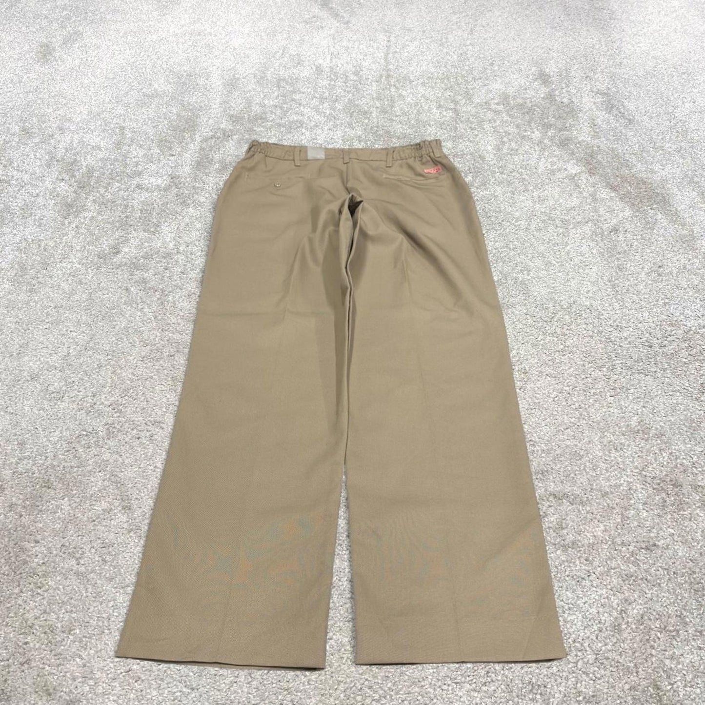 Y2k baggy work pants loose beige Chino style skate trousers Red Kap workwear patch logo