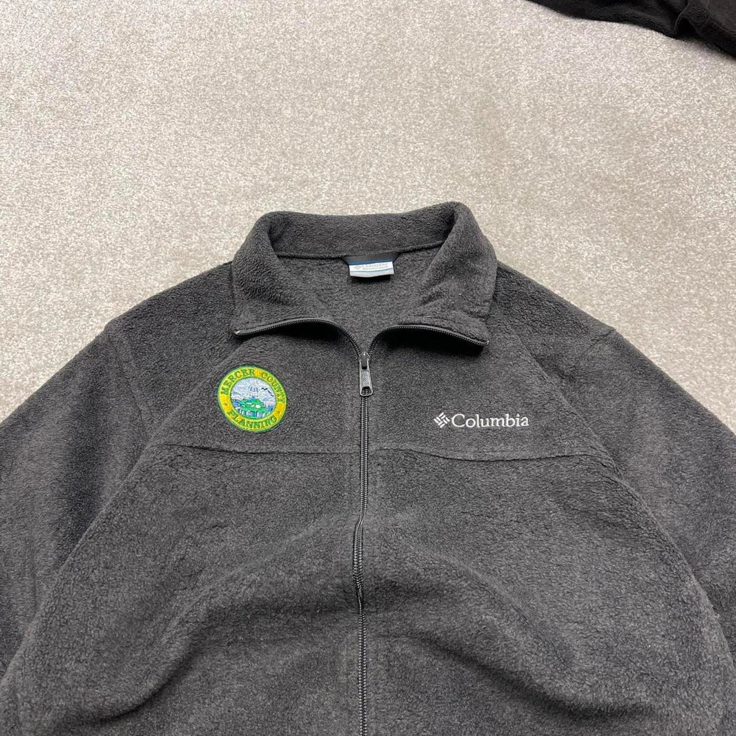 00s Columbia technical fleece M men's grey full zip up y2k style autumn adjustable waist