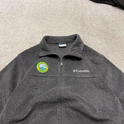 00s Columbia technical fleece M men's grey full zip up y2k style autumn adjustable waist