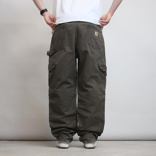 Carhartt carpenter pants W38 L32 khaki canvas 90s style skater cargo trousers utility pockets