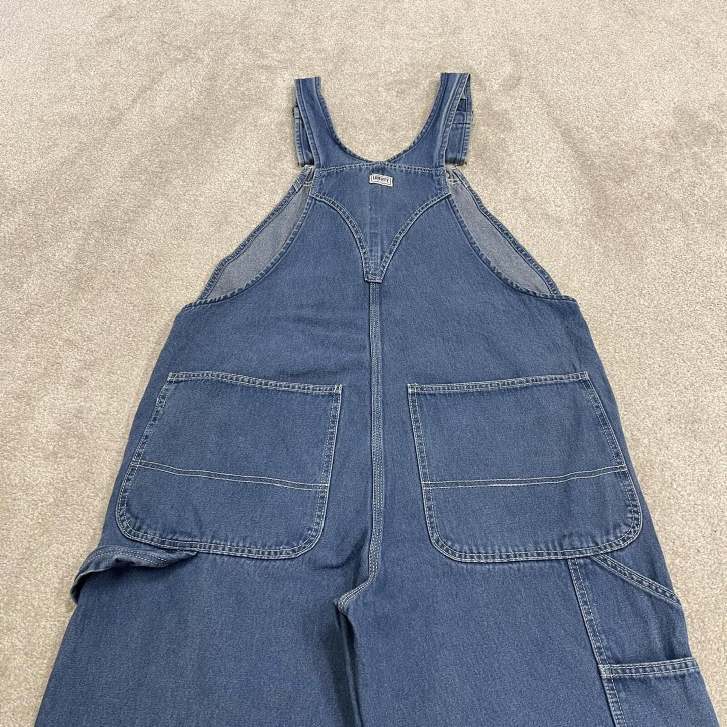 Liberty baggy denim Dungarees wide leg blue Vintage farm work bib & brace overalls utility