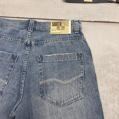 Baggy Southpole jorts W36 long wide leg embroidered design skater 90s style