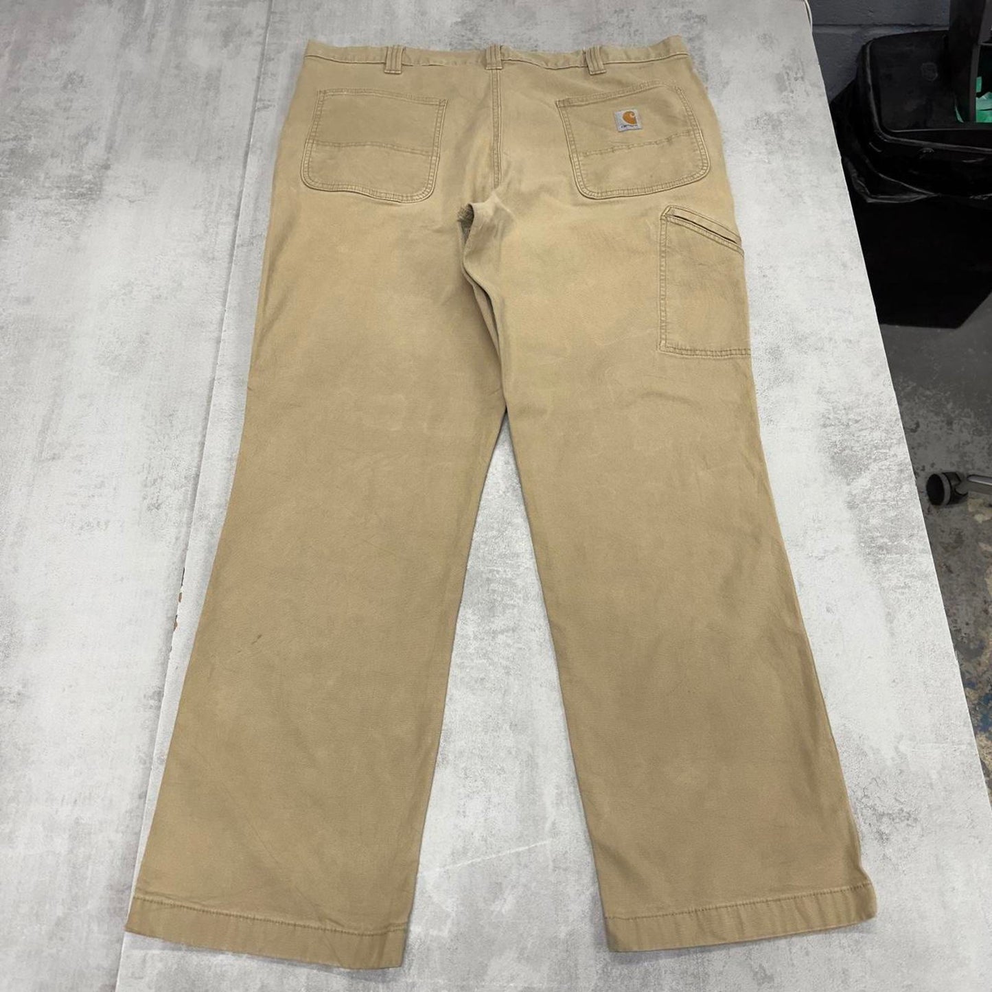 Tan Carhartt carpenter trousers W40L30 loose relaxed skater pants patch logo