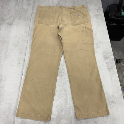 Tan Carhartt carpenter trousers W40L30 loose relaxed skater pants patch logo